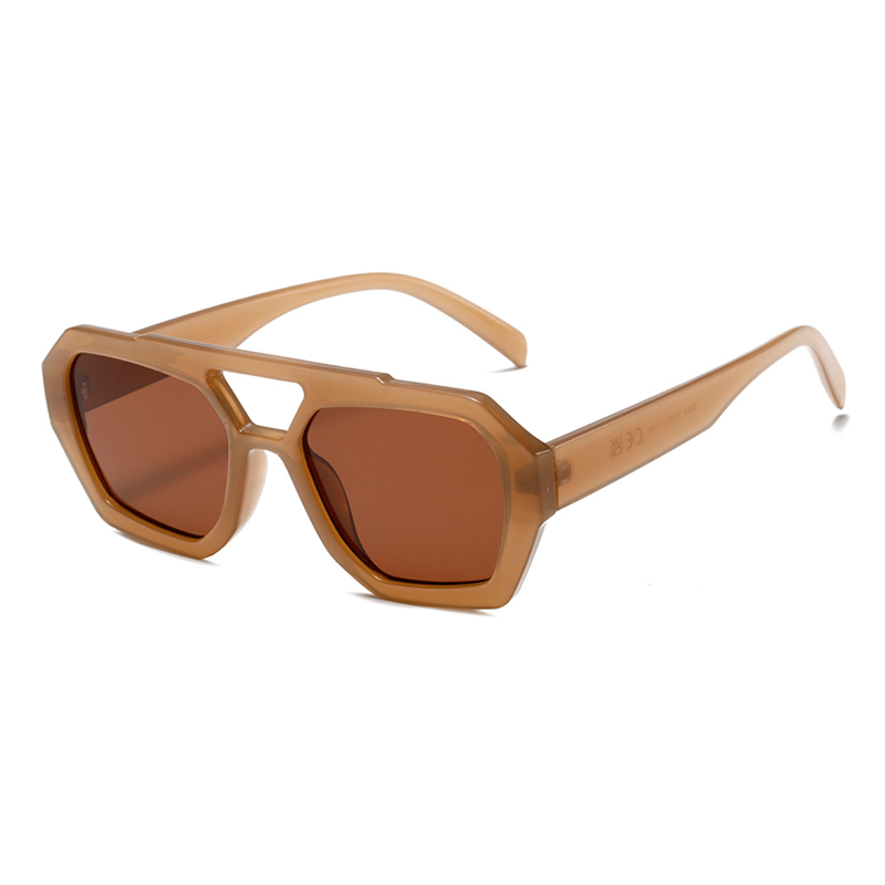 3486 Marco frontal geométrico de gran tamaño Aviador de doble puente elevado Gafas de sol unisex