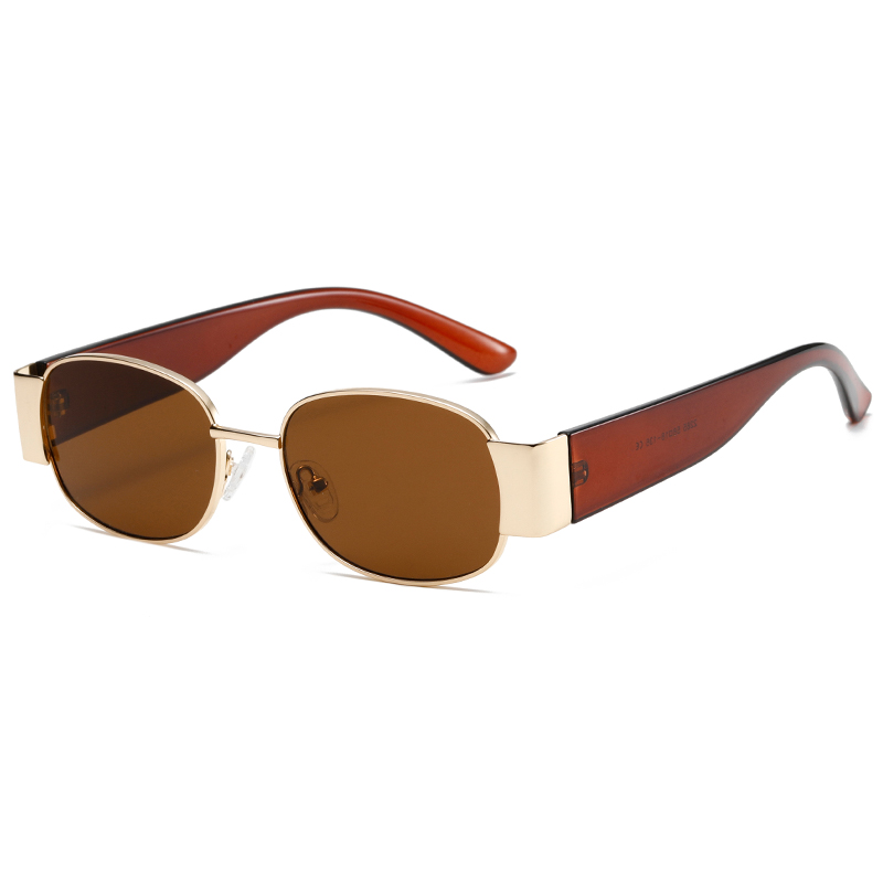 2285 El marco delantero de metal redondo cuenta con templos de plástico anchos gafas de sol clásicas unisex