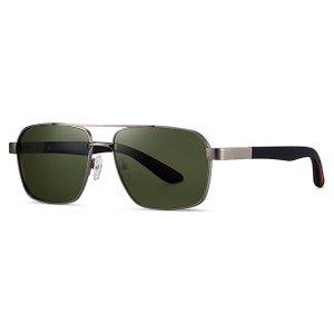 15111 Forma cuadrada Puente de doble nariz Pilot Metal Gafas de sol