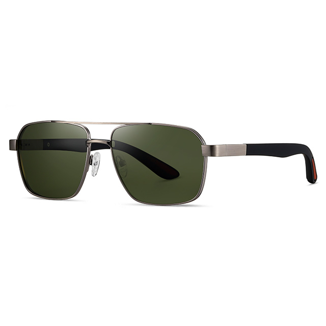15111 Forma cuadrada Puente de doble nariz Pilot Metal Gafas de sol