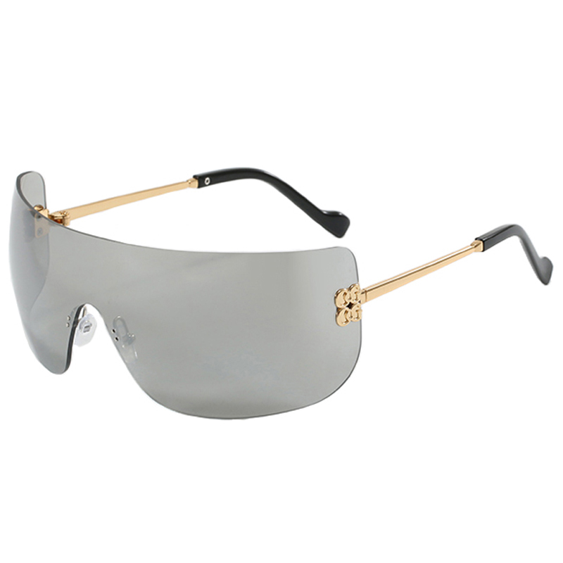 86505 Biggie Rimless Finish Temperes de acabado dorado Mask de almohadilla de nariz de goma flexible Gafas de sol