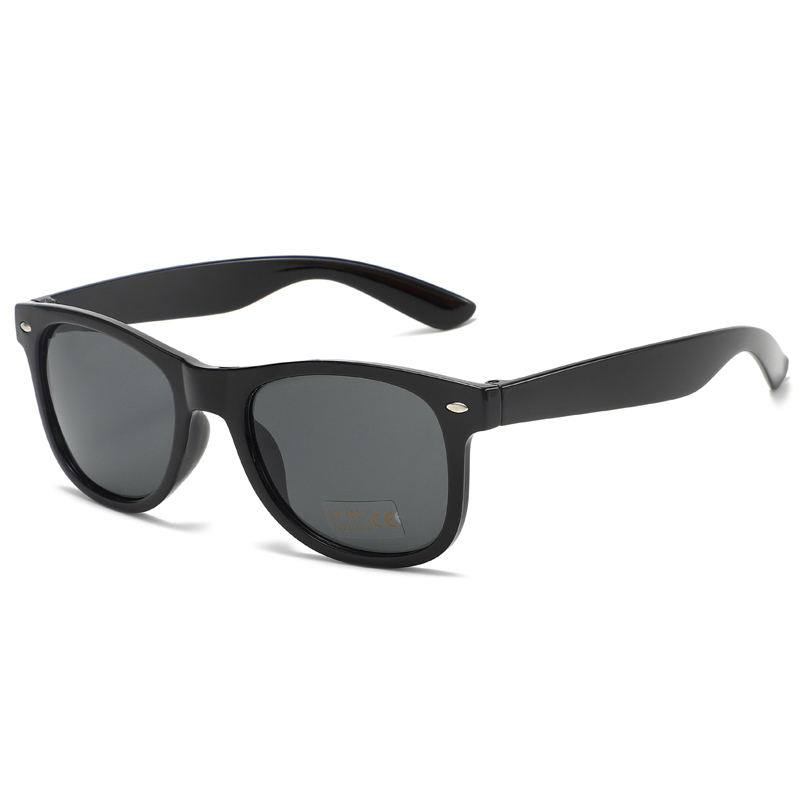 88163-1 Wayfarer Style UV400 Lente protectora Color negro brillante Gafas de sol promocionales