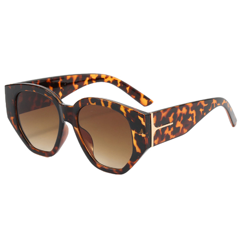 86530 Hexagon Shape Frame, templos ancho con hardware de oro brillante para mujeres gafas de sol de moda