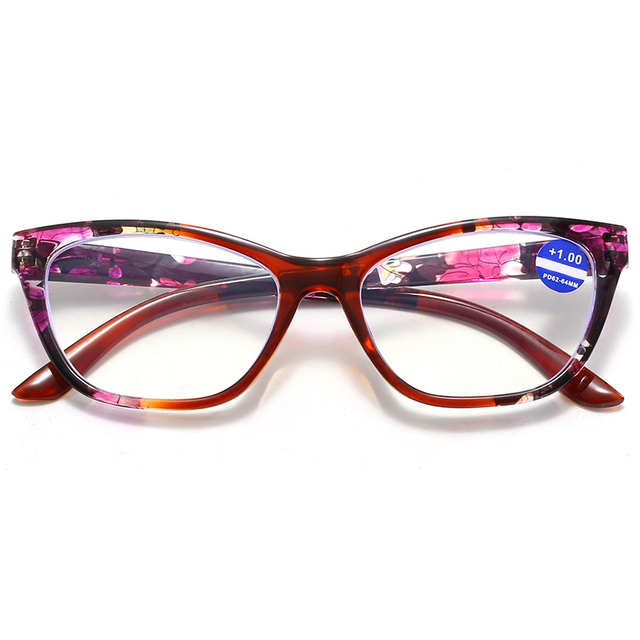 3068 Catro de ojo de gato Característica translúcida Impresión de flores Gamias de lectura de mujeres elegantes