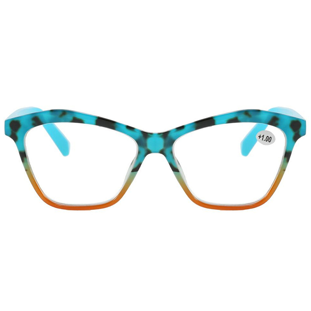 3147 Línea geométrica de marco de cateye leopardo lector de mujeres de moda