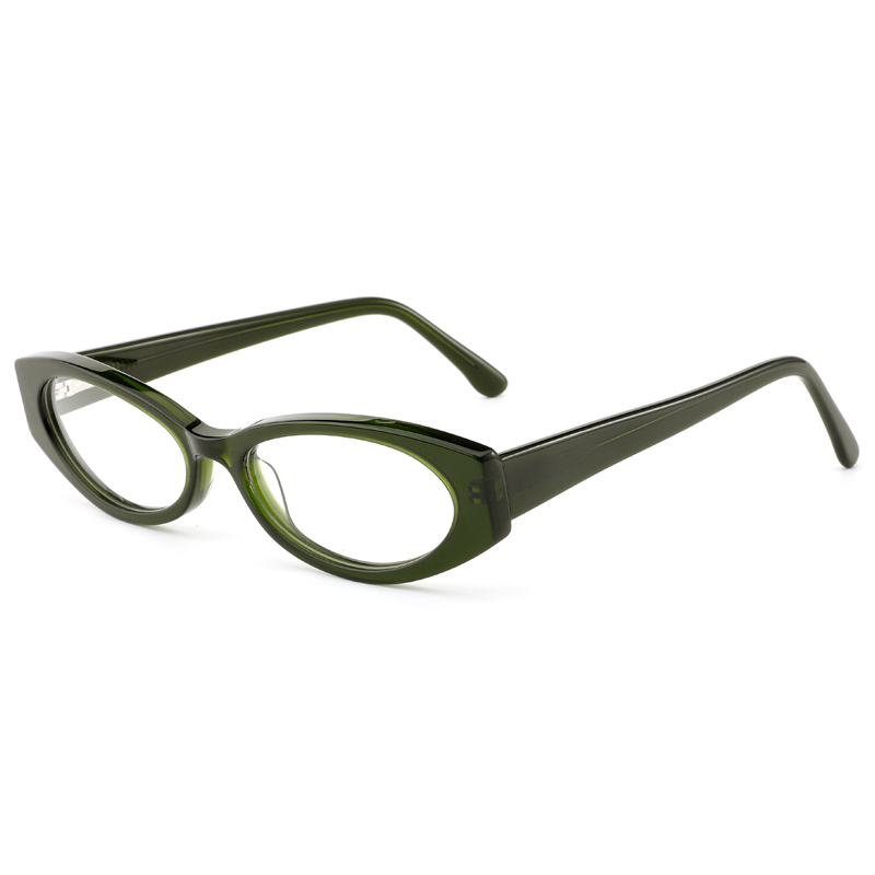 8203 marcos en forma de mini oval para lentes estables Templos de acetato de bisagra de resorte marcos ópticos para mujeres