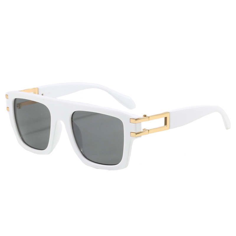 86523 Marco cuadrado Puente horizontal de la nariz horizontal brazos de metal de metal gafas de sol unisex