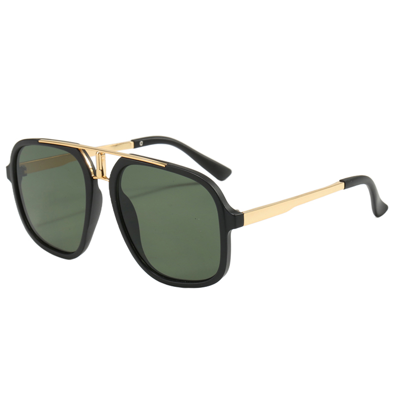 86518 Biggie Frame with I Shape Metal Double Puente de Oro Tono de oro Templos de metal Gafas de sol Aviator