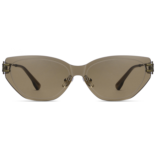 7308 El marco sin borde en forma de ojo 7308 presenta gafas de sol de metal de lente láser láser