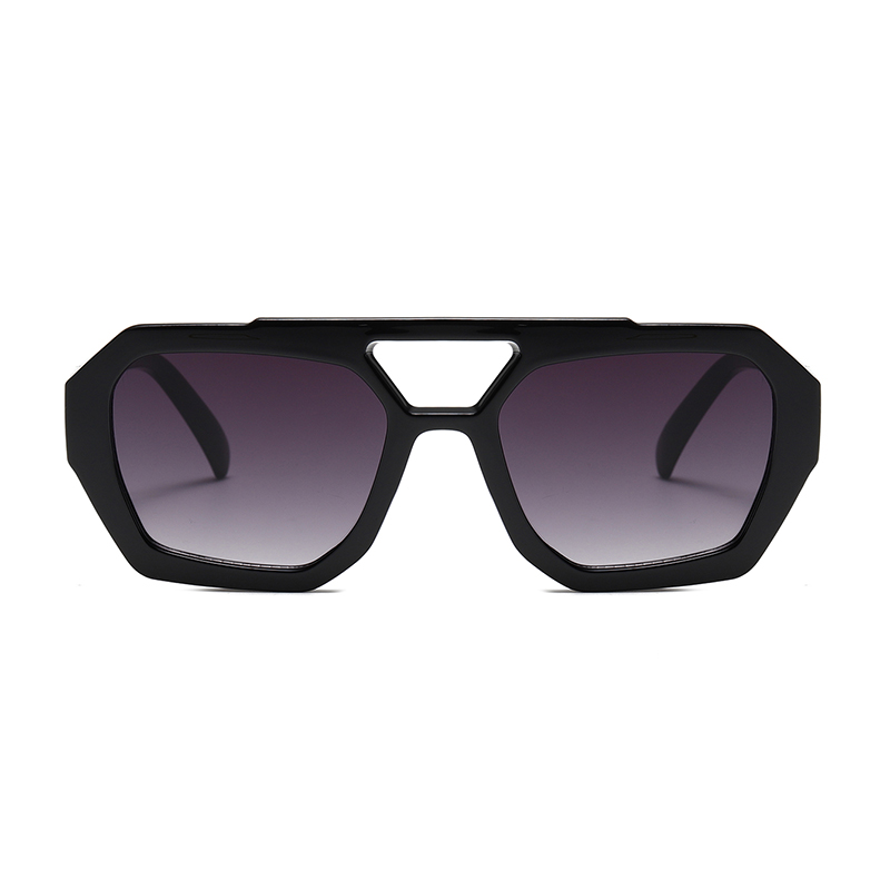 3486 Marco frontal geométrico de gran tamaño Aviador de doble puente elevado Gafas de sol unisex