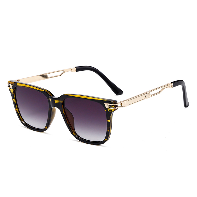 3444 Inyectado marco de forma de sqaure stework templos de metal de metal gafas de sol