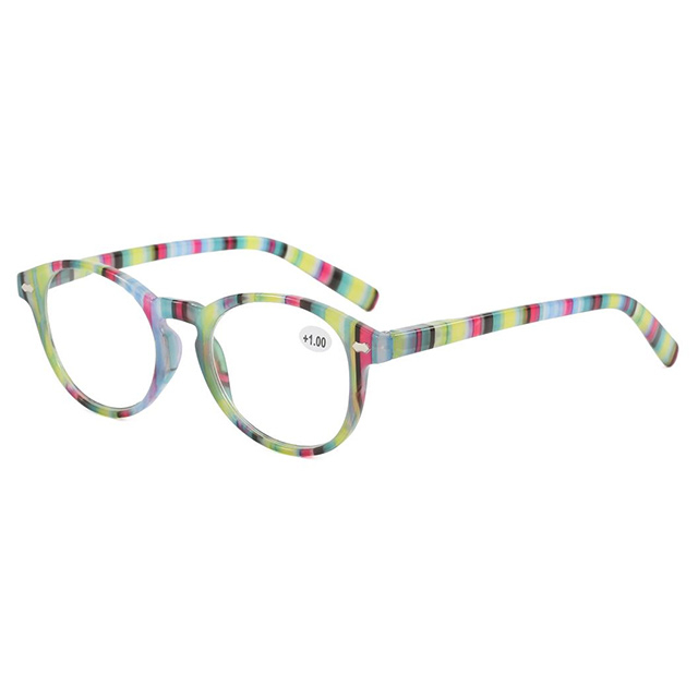 3114 Gafas de lectura de rayas coloridas de forma redonda clásica
