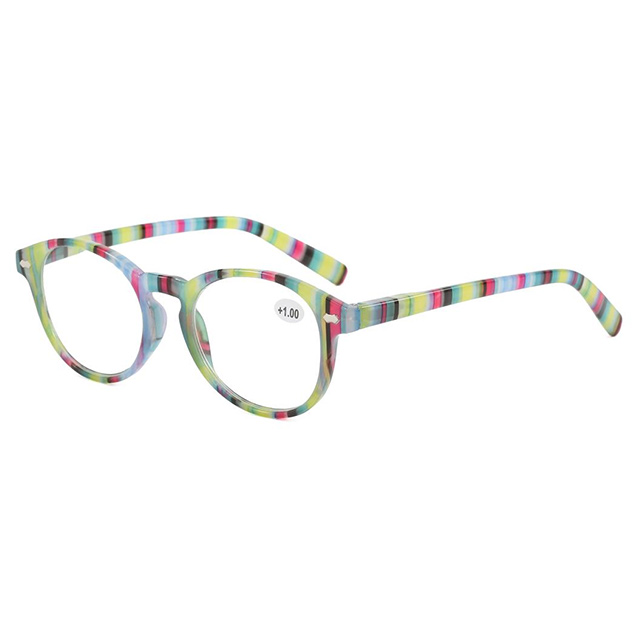 3114 Gafas de lectura de rayas coloridas de forma redonda clásica