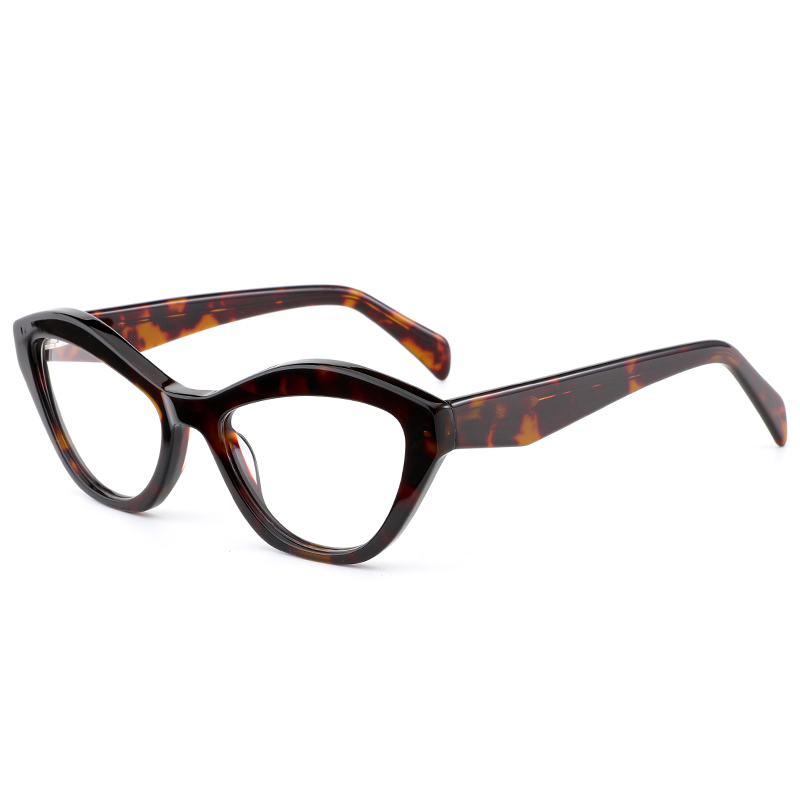 8210 Mariposa en forma de mariposa Templos geométricos de acetato con bisagra con bisagra Sprung Mujeres ópticos