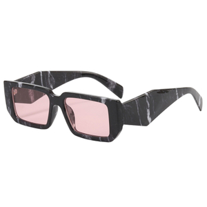 86531 Venta caliente Hot Rectagular Templos geométricos de forma geométrica Gafas de sol de inyección de PC