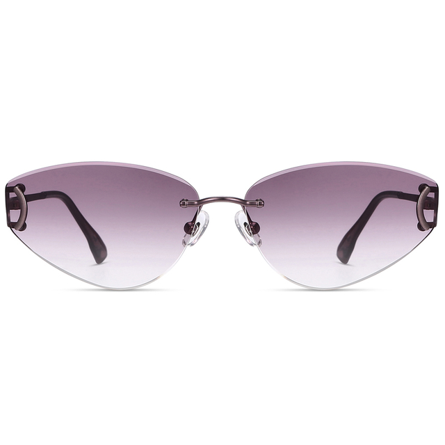 7300 marco sin borde de ojo de gato Características de la forma de herradura Gafas de sol de metal para mujeres