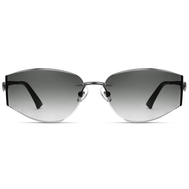 7317 Marco sin borde ovalado Templos de metal delgado de la moda de la máscara delantera delantero gafas de sol