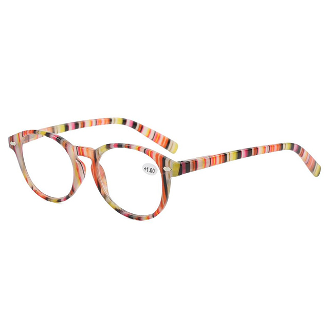 3114 Gafas de lectura de rayas coloridas de forma redonda clásica