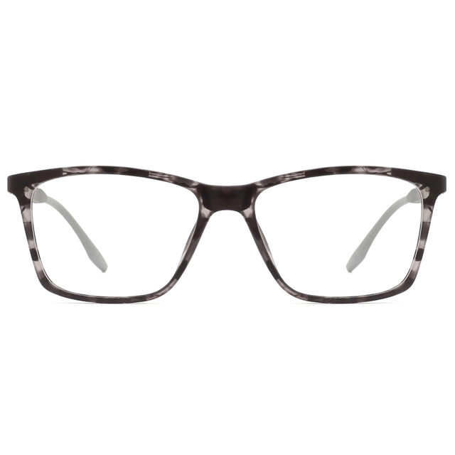 94401 Caminares de metal plateado de marco cuadrado biselado en templos clip en anteojos