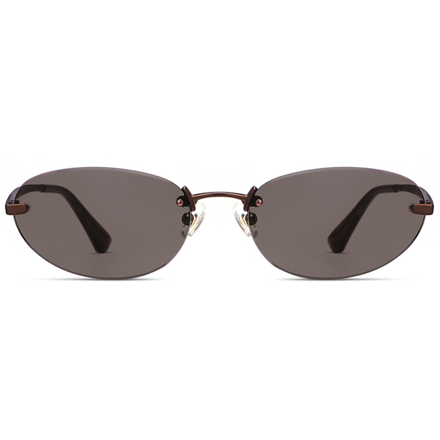 7302 Marco sin borde oval se combina con gafas de sol de metal de templos delgados arqueados para unisex