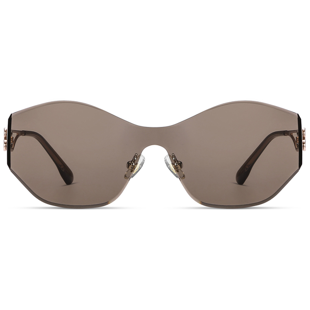 7315 El marco geométrico sin borde presenta gafas de sol de máscara de metal de lente de lente de una pieza