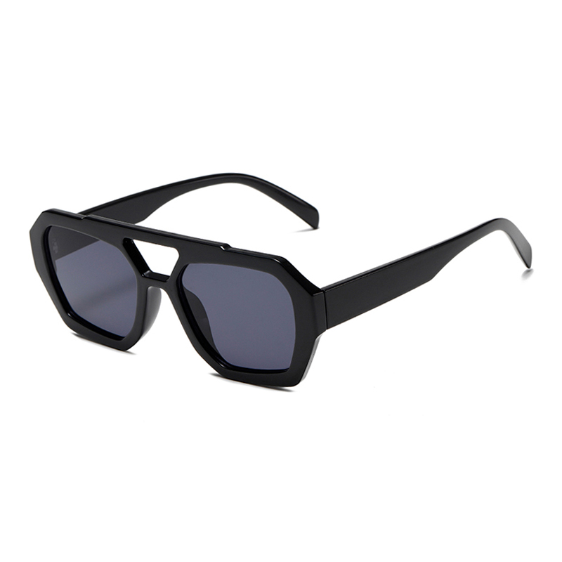 3486 Marco frontal geométrico de gran tamaño Aviador de doble puente elevado Gafas de sol unisex