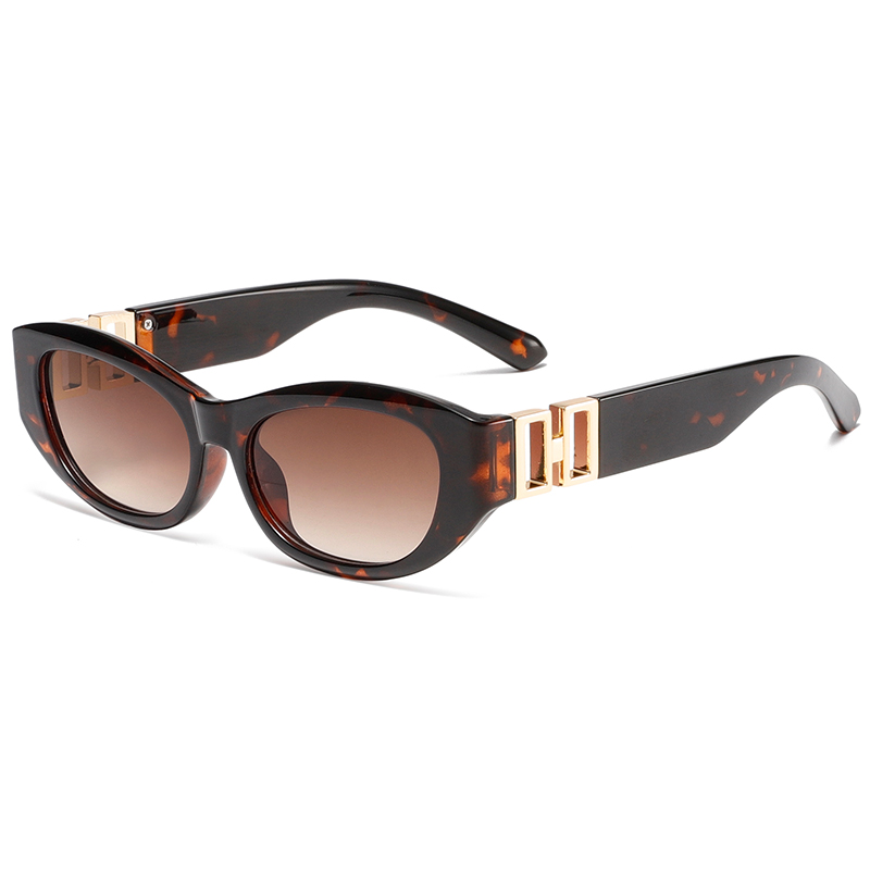 3454 Gafas de sol de ojo ovalado de gato Biggie Hardware de metal geométrico en templos Gafas de sol