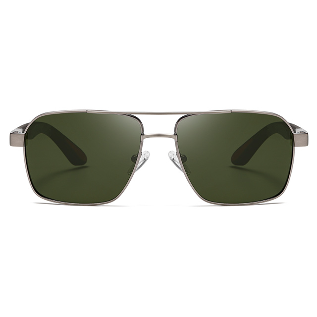 15111 Forma cuadrada Puente de doble nariz Pilot Metal Gafas de sol