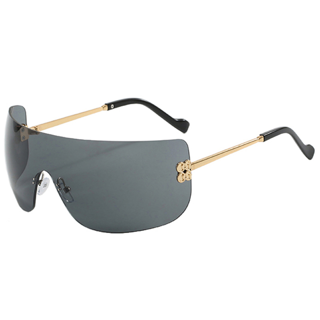 86505 Biggie Rimless Finish Temperes de acabado dorado Mask de almohadilla de nariz de goma flexible Gafas de sol