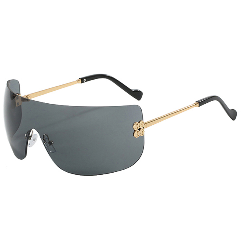 86505 Biggie Rimless Finish Temperes de acabado dorado Mask de almohadilla de nariz de goma flexible Gafas de sol