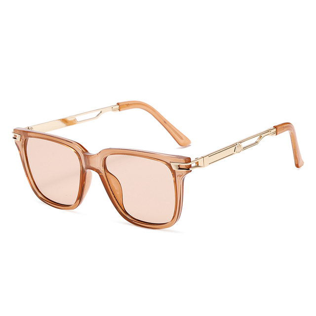 3444 Inyectado marco de forma de sqaure stework templos de metal de metal gafas de sol
