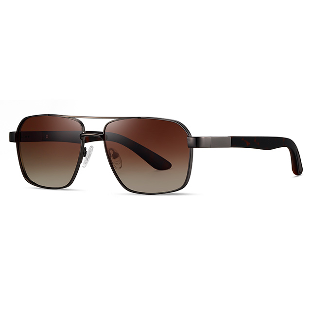 15111 Forma cuadrada Puente de doble nariz Pilot Metal Gafas de sol