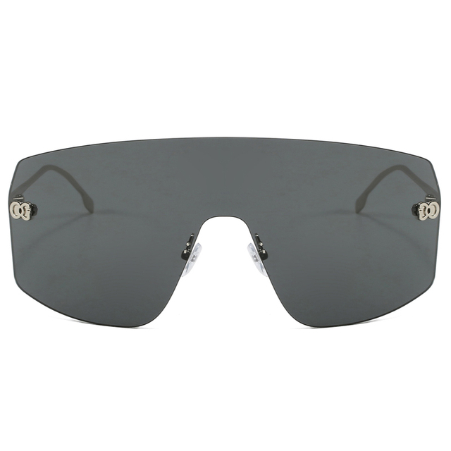 86502 Marco sin borde arqueado con delicadas templos delgados de metal unisex máscaras de sol gafas de sol