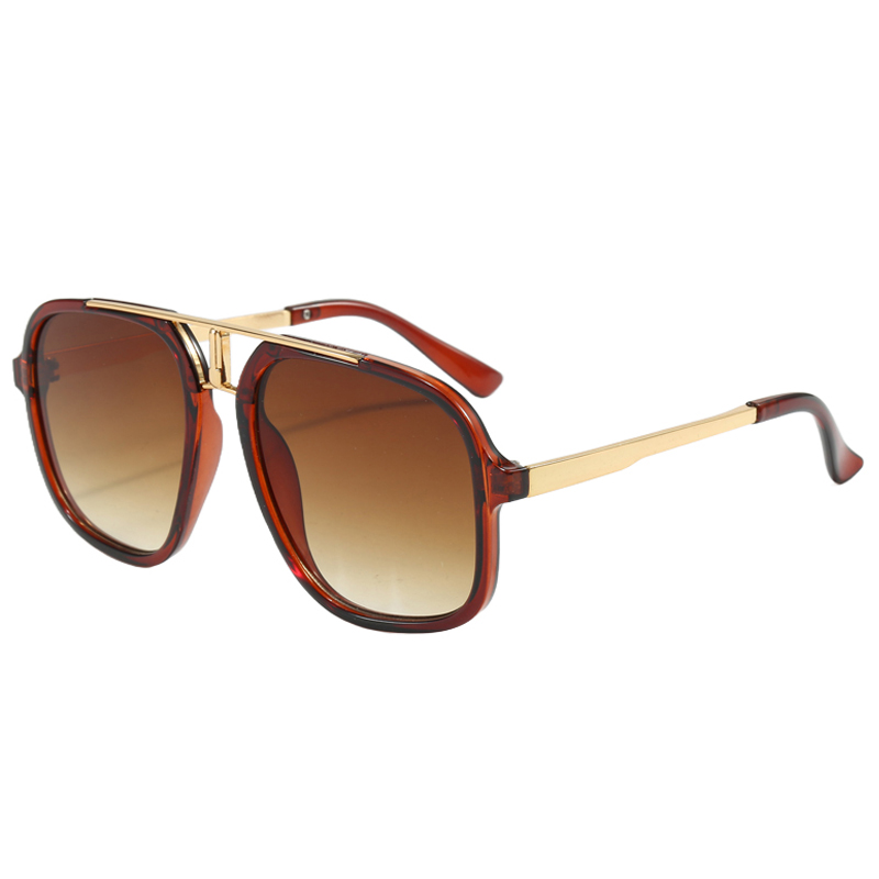 86518 Biggie Frame with I Shape Metal Double Puente de Oro Tono de oro Templos de metal Gafas de sol Aviator