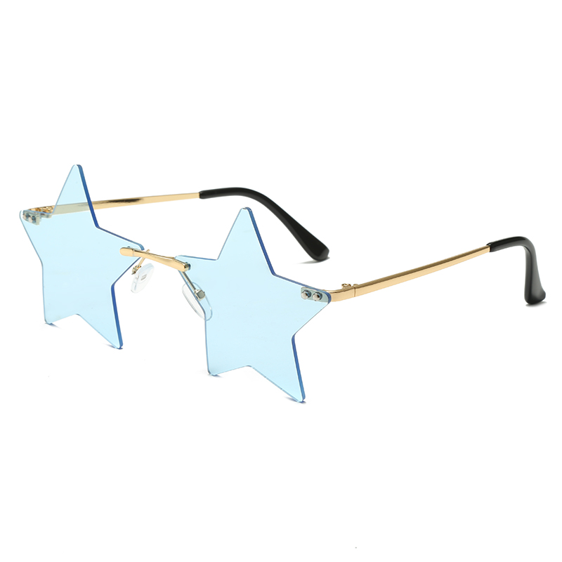 Stock Popular lindo colorido marco de forma de estrella para adultos unisex beach beach itursing concertal festival uv400 gafas de sol #82490