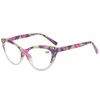 3145 marco de forma de cateye elegante con hermoso patrón floral estampado para mujeres lector