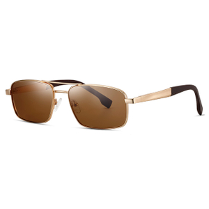 15104 Gafas de sol de metal de puentes de doble nariz rectangular