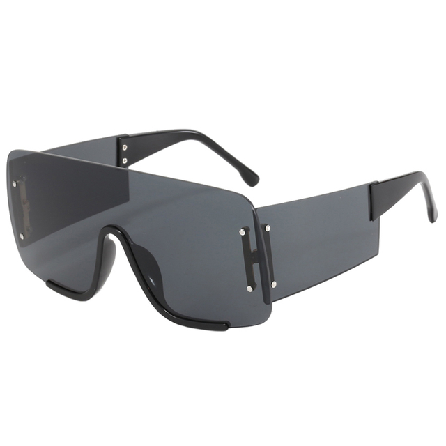 86487 Gran marco sin borde Lente Rivierte de plata decoración unisex Gafas de sol