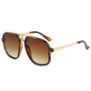 86518 Biggie Frame with I Shape Metal Double Puente de Oro Tono de oro Templos de metal Gafas de sol Aviator