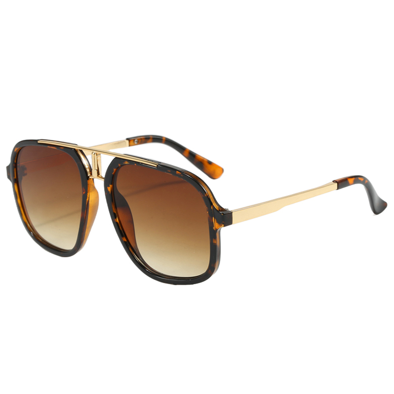 86518 Biggie Frame with I Shape Metal Double Puente de Oro Tono de oro Templos de metal Gafas de sol Aviator