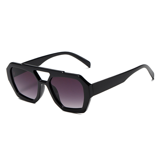 3486 Marco frontal geométrico de gran tamaño Aviador de doble puente elevado Gafas de sol unisex