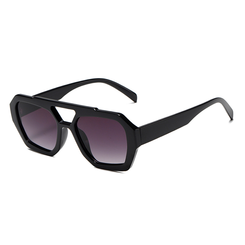 3486 Marco frontal geométrico de gran tamaño Aviador de doble puente elevado Gafas de sol unisex