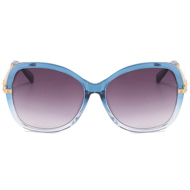 86494 Forma de herradura de marco de mariposa en exceso en gafas de sol de mujeres brillantes de metal