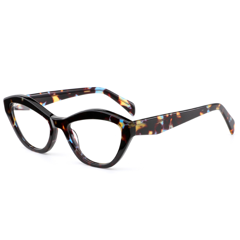 8210 Mariposa en forma de mariposa Templos geométricos de acetato con bisagra con bisagra Sprung Mujeres ópticos