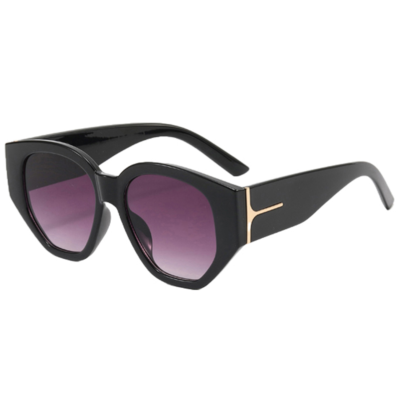 86530 Hexagon Shape Frame, templos ancho con hardware de oro brillante para mujeres gafas de sol de moda