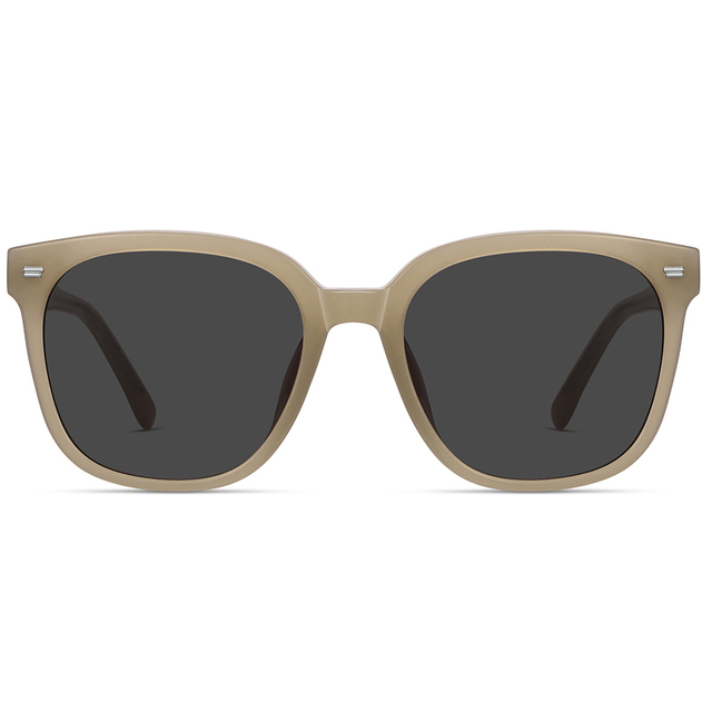 9147 El marco completo de acetato de forma redonda presenta remaches de metal gafas de sol para mujeres