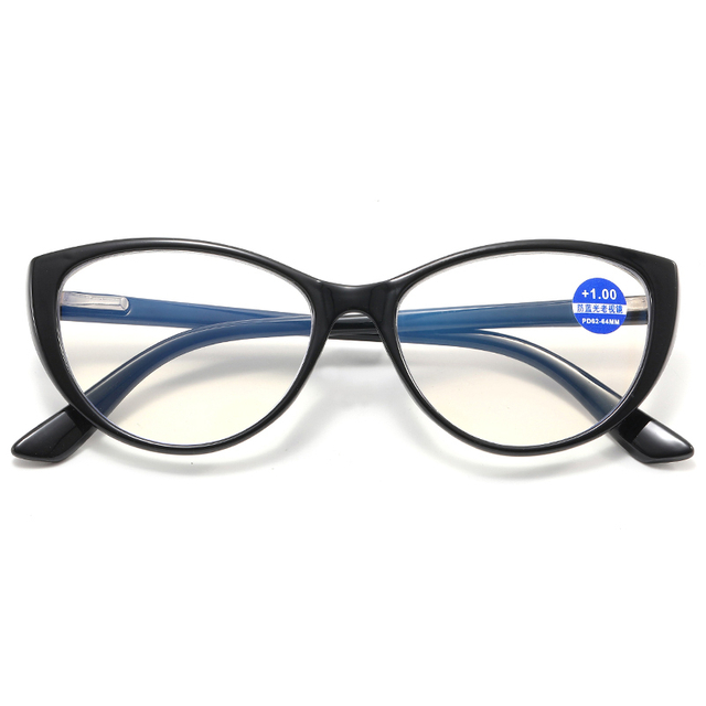 3041 Cat Forma de forma de ojo de gato Lente de bloqueo de luz azul Mujeres de lectura de gafas