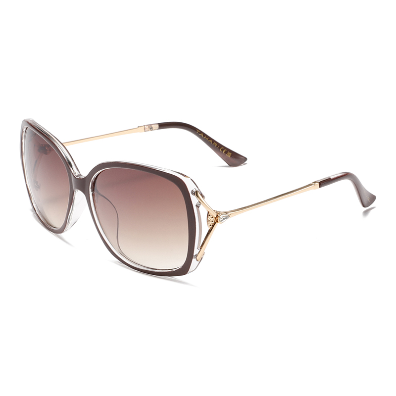 3156 marco ovalado de gran tamaño templos de metal ultra delgado gafas de sol de mujeres