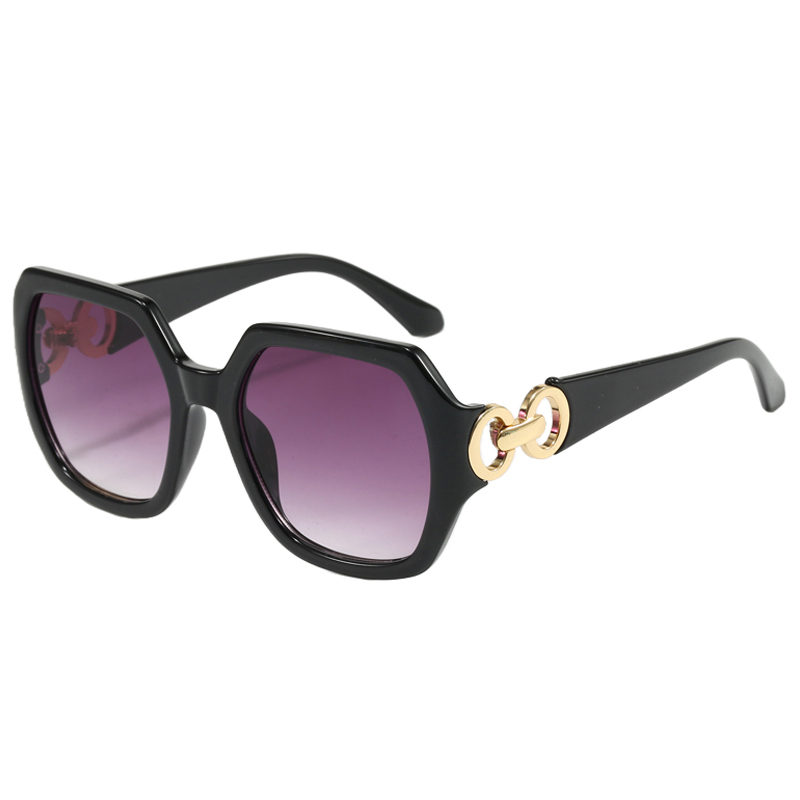 86525 Biggie Square Shape Shiny Gold Gold Metal Metal Logo en templos Gafas de sol de mujeres