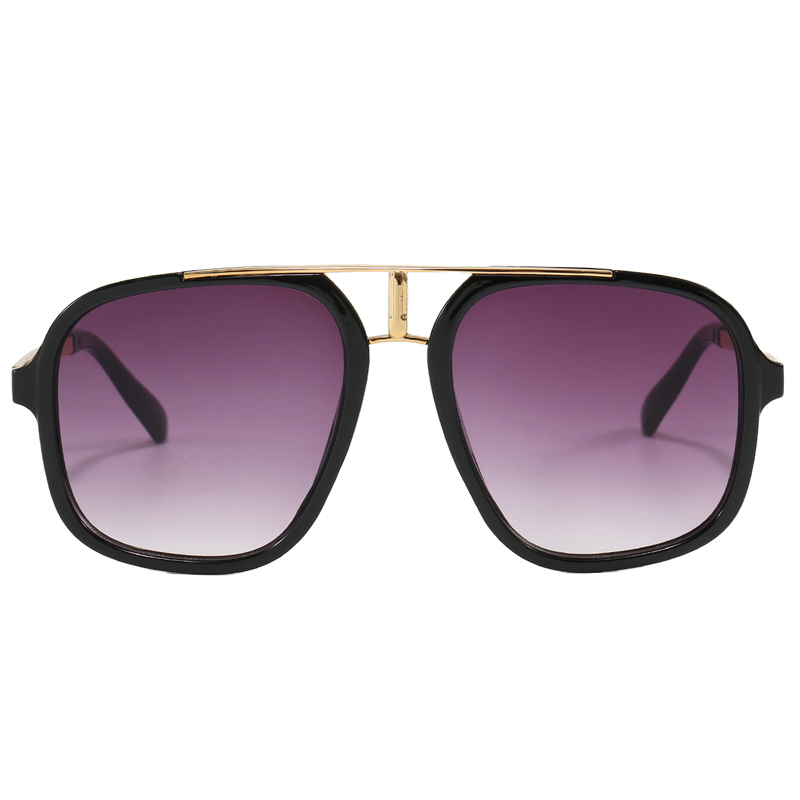 86518 Biggie Frame with I Shape Metal Double Puente de Oro Tono de oro Templos de metal Gafas de sol Aviator